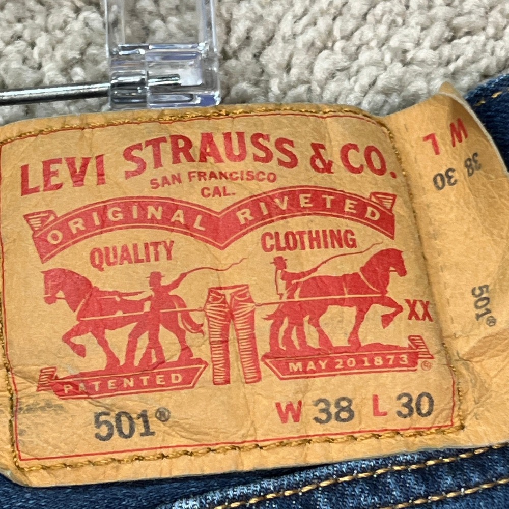 Levi's 501 Original‎ Fit Jeans Mens 38x30 Dark Wash Straight Leg 5 Pocket Denim - Picture 11 of 16